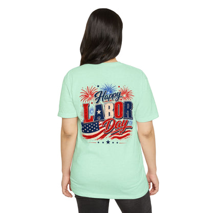 Labor Day T-Shirt — "Happy Labor Day" Patriotic Fireworks Tee