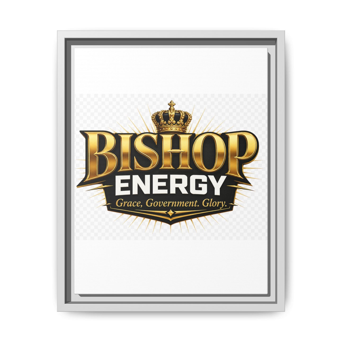 Framed Canvas Art - "Bishop Energy" Gold Crown Logo (Matte)