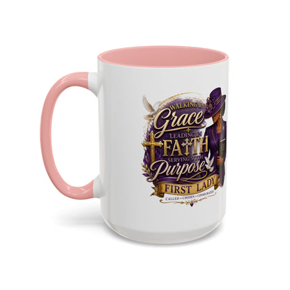 Faith & Purpose Accent Coffee Mug — First Lady Church Design (11/15oz)
