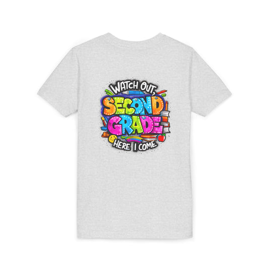 Second Grade Kids Tee - "Watch Out Second Grade Here I Come" Colorful Back-to-School Shirt