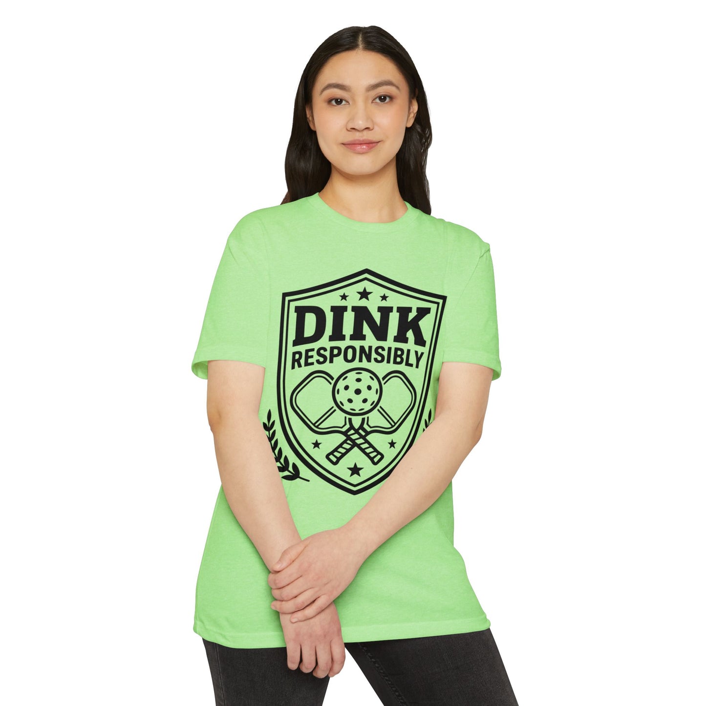 Dink Responsibly Pickleball T-Shirt — Vintage Shield Design