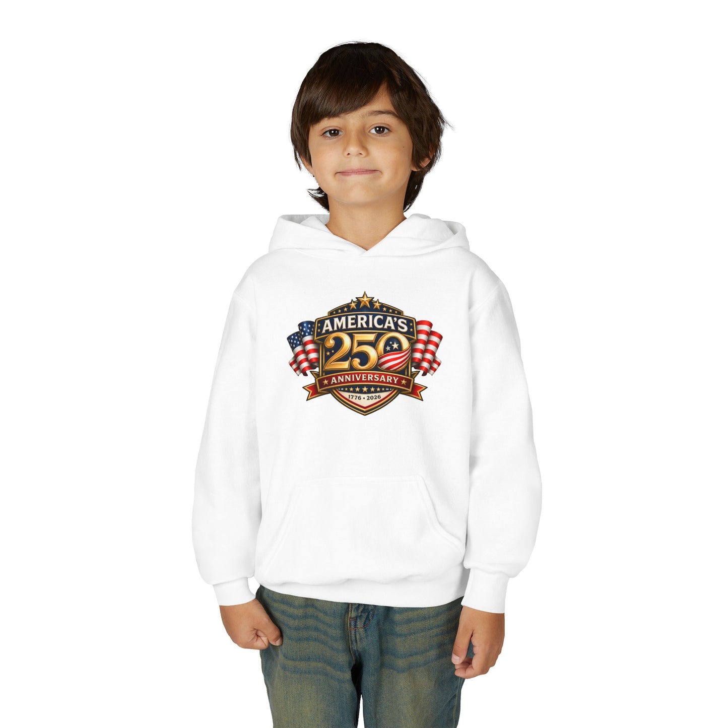 Youth Hoodie — "America's 250th Anniversary" Patriotic 1776-2026 Celebration Design