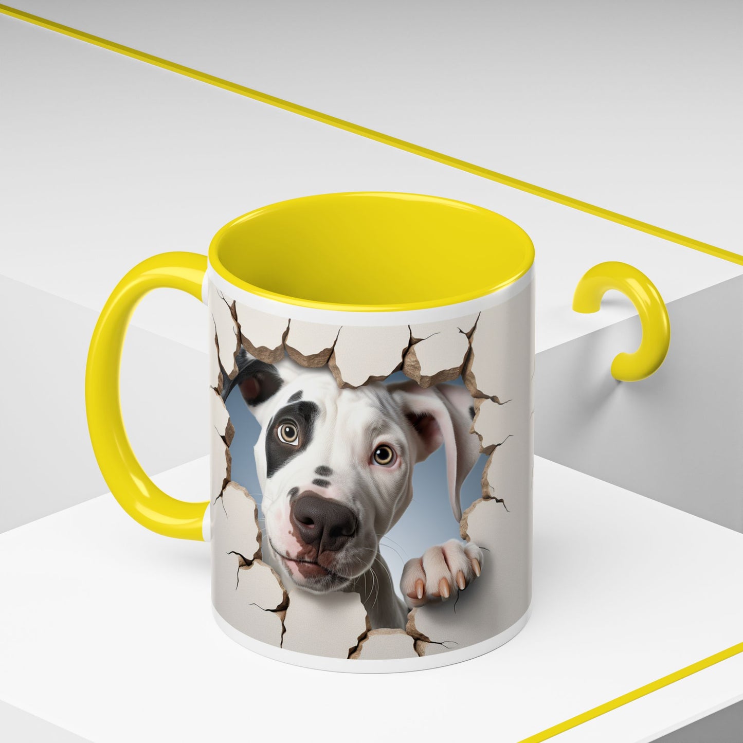 Pit Bull Peekaboo Accent Coffee Mug – Funny Dog Face Tear Design (11/15oz)