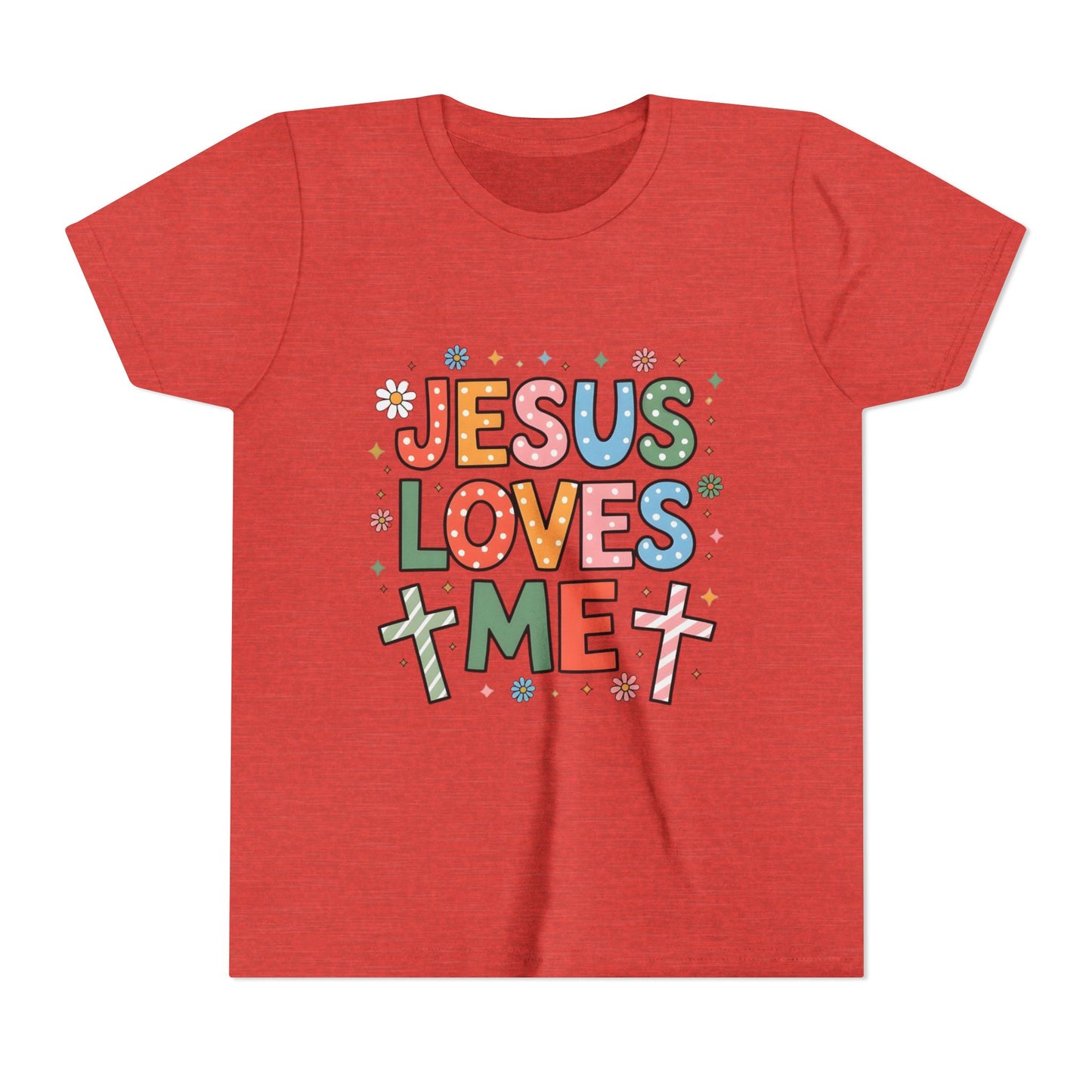 Youth Tee — "Jesus Loves Me" Colorful Christian Kids T-Shirt