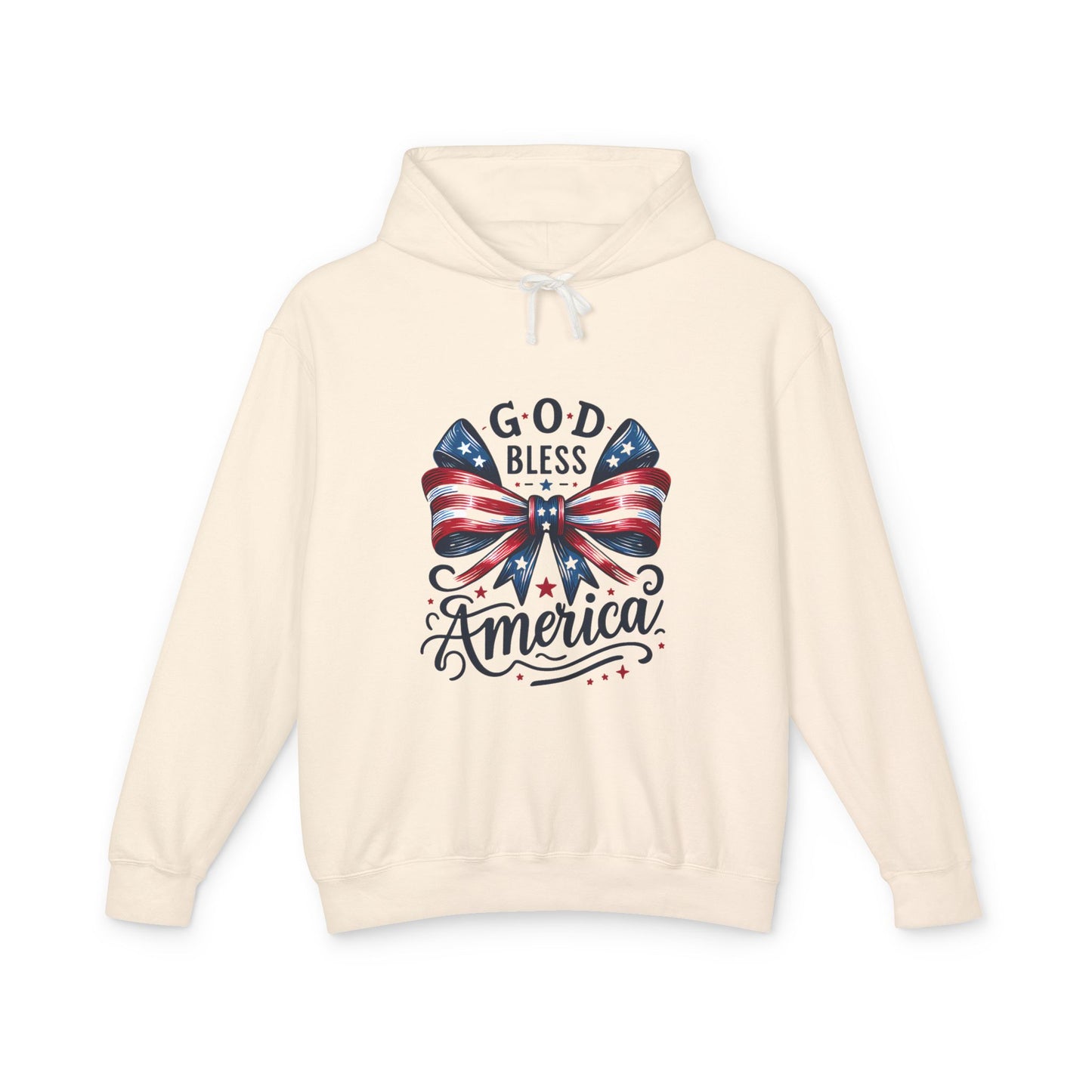 God Bless America Patriotic Hoodie – American Flag Bow Fourth of July Sweatshirt