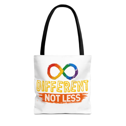 Autism Pride Tote Bag — "Different Not Less" Rainbow Infinity Reusable Shopper