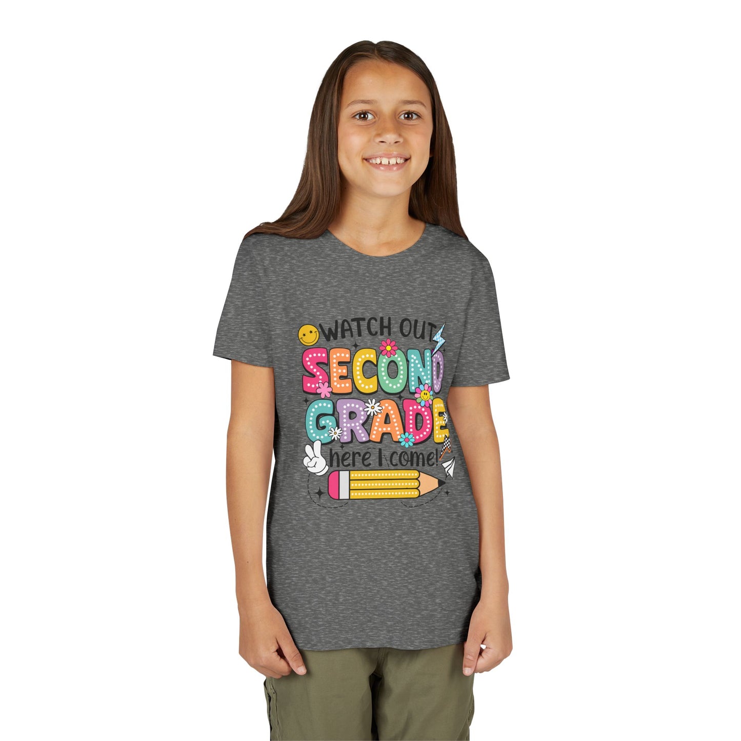 Second Grade Kids T‑Shirt – "Watch Out Second Grade Here I Come" Back‑to‑School Tee