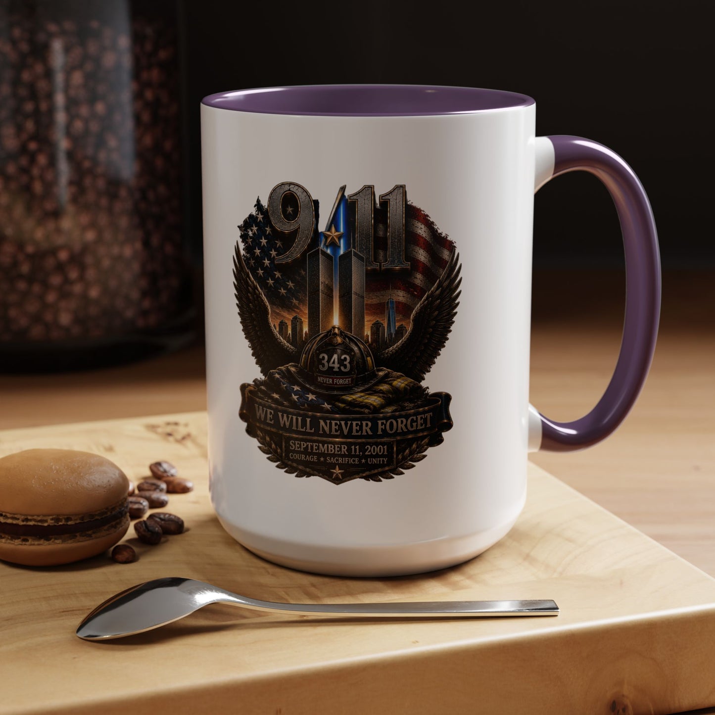 9/11 Memorial Coffee Mug - 'We Will Never Forget' Tribute Accent Mug