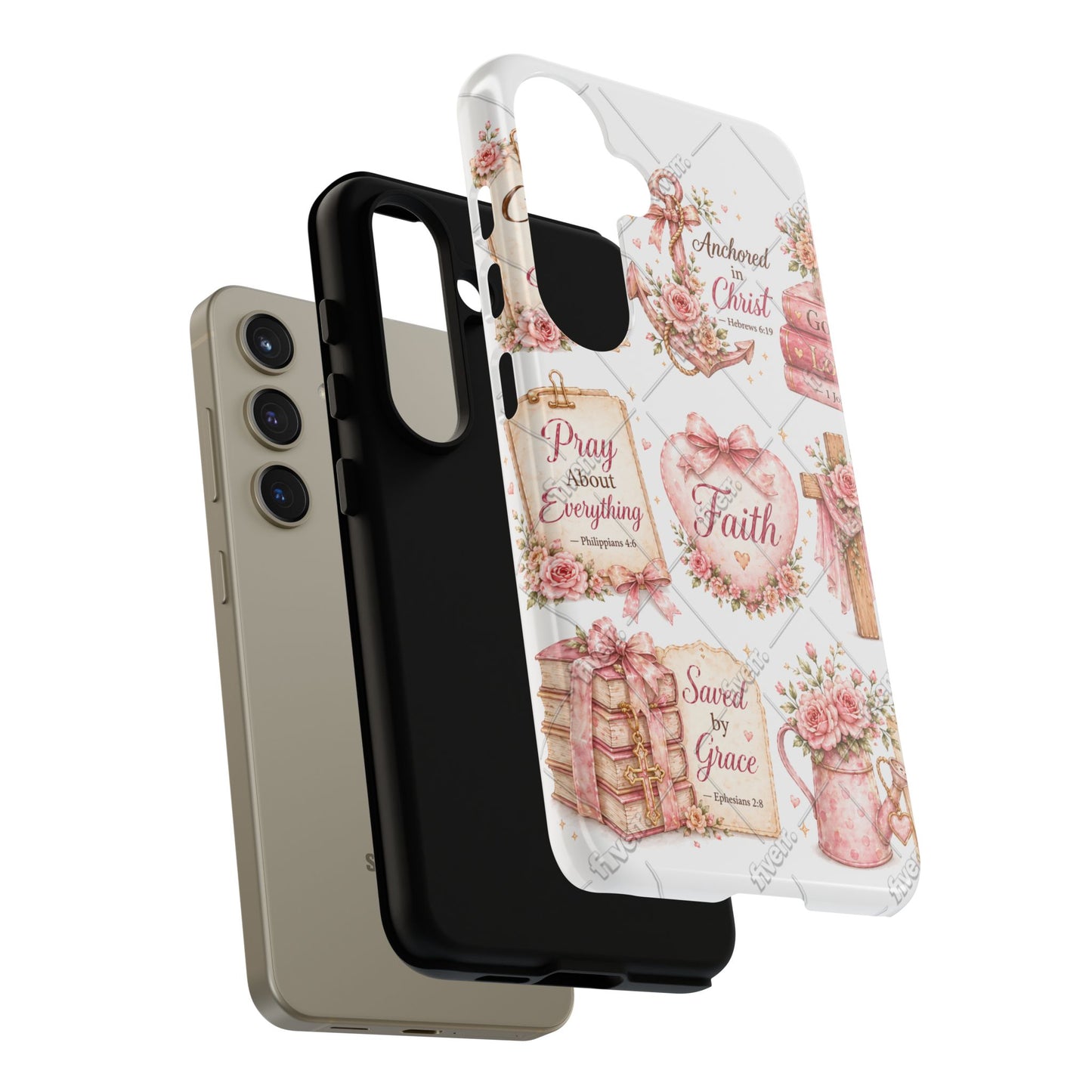 Faith Floral Phone Case – Christian Inspirational Scripture iPhone Cover (Choose Joy, Pray, Faith)