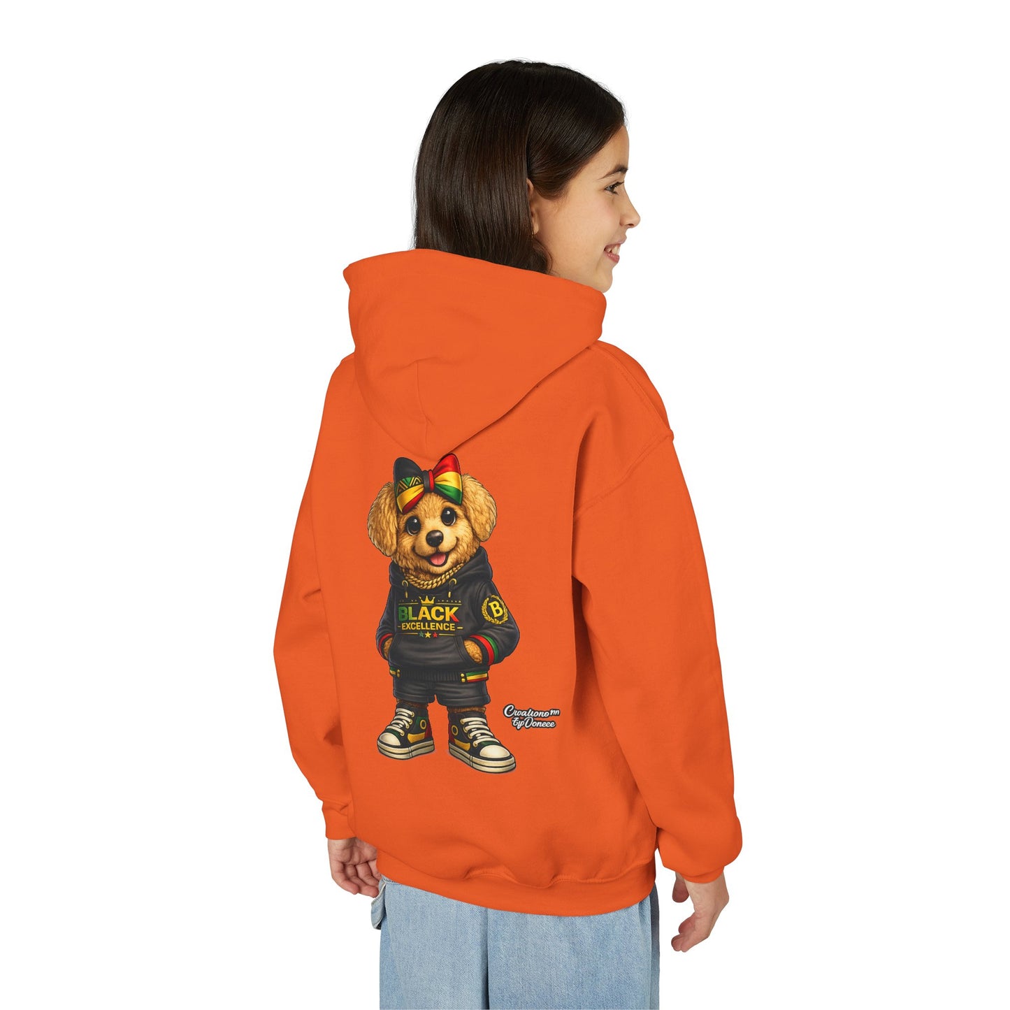 Youth Hoodie — Black Excellence Bear Graphic Sweatshirt (Kids)