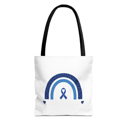 Blue Awareness Ribbon Rainbow Tote Bag – Support & Hope Everyday Tote