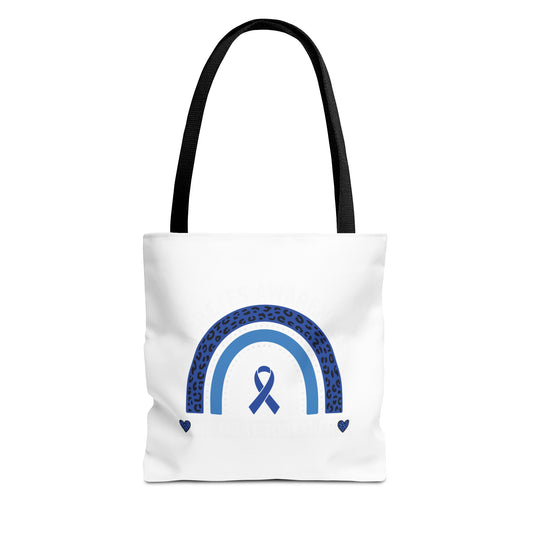 Blue Awareness Ribbon Rainbow Tote Bag – Support & Hope Everyday Tote