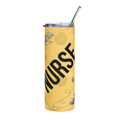 Nurse Floral 20oz Stainless Steel Tumbler — Yellow Insulated Travel Cup