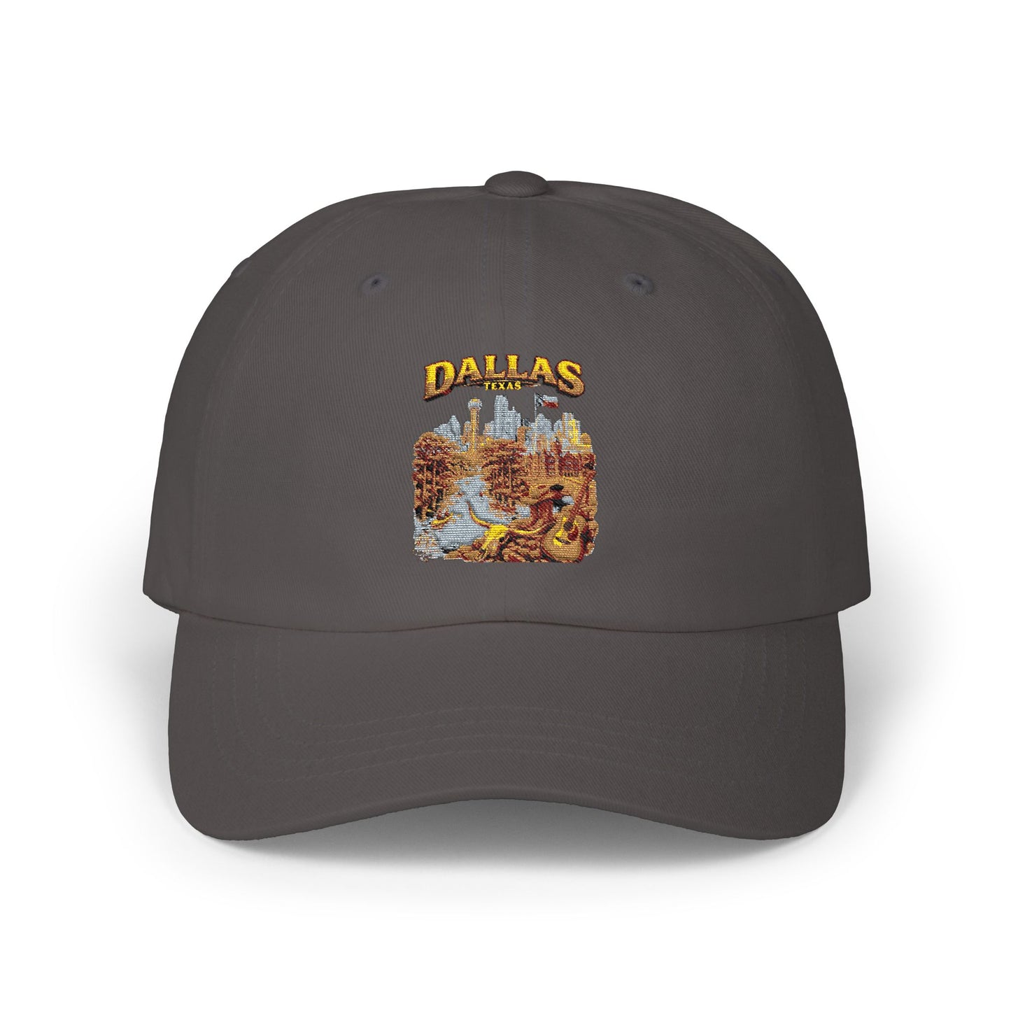Dallas Vintage Scenic Dad Cap – Retro City Skyline Embroidered Hat