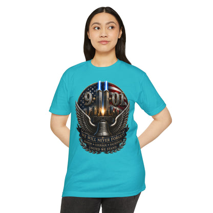 9/11 Never Forget Memorial T-Shirt — Twin Towers Tribute Tee