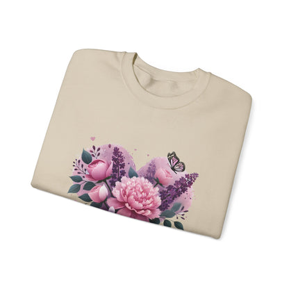 Mother's Day Floral Crewneck Sweatshirt — “Mother's Day I Love You” Heart Design
