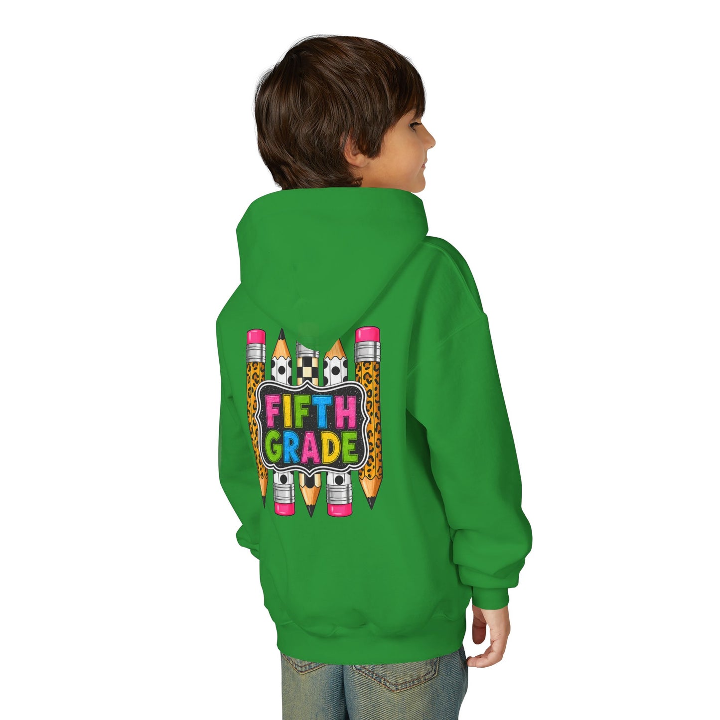 Fifth Grade Kids Hoodie — Colorful Pencil Back‑to‑School Sweatshirt for Students