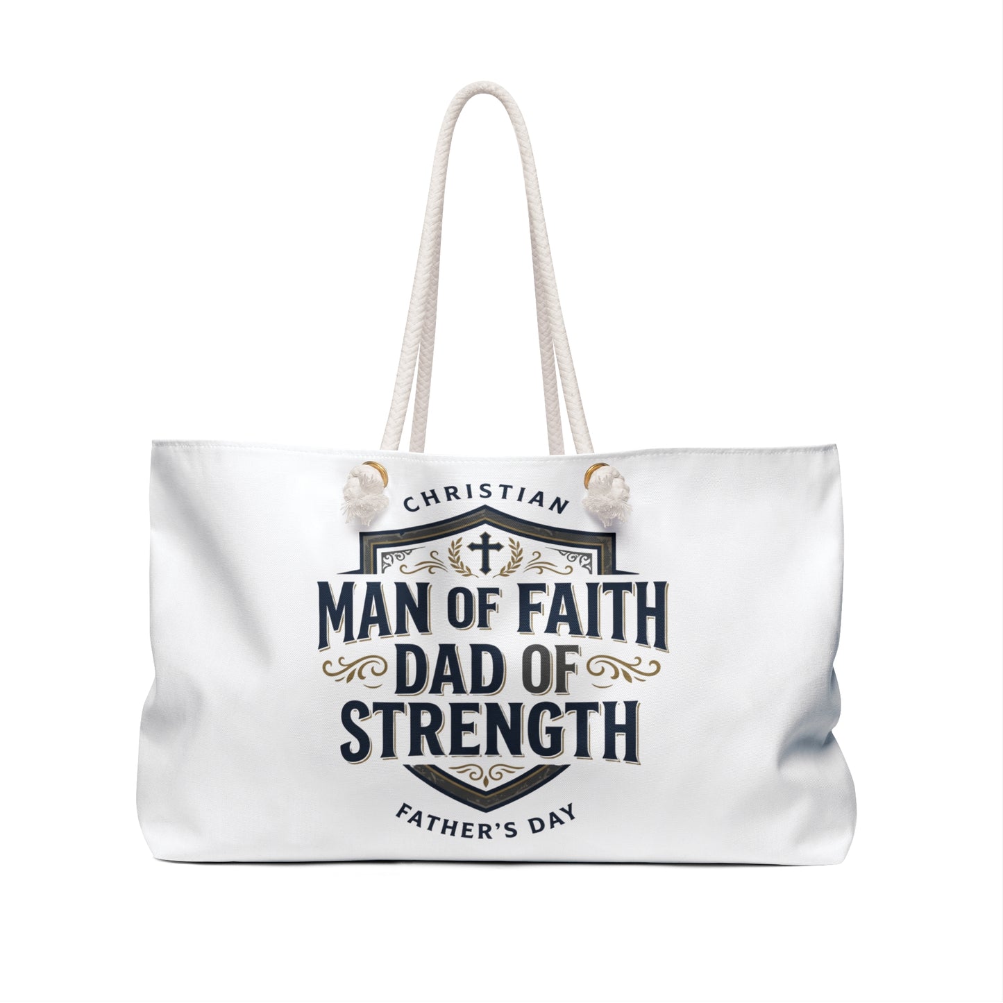 Christian "Man of Faith, Dad of Strength" Weekender Bag — Father's Day Travel Tote