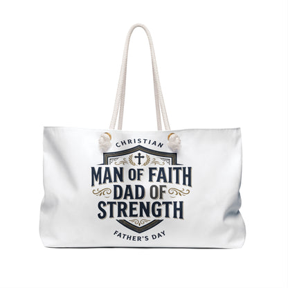 Christian "Man of Faith, Dad of Strength" Weekender Bag — Father's Day Travel Tote