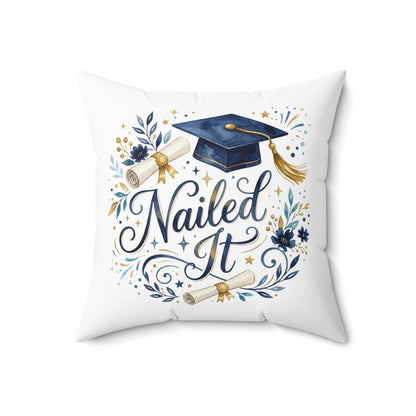 Graduation 'Nailed It' Decorative Pillow — Graduation Throw Pillow with Cap & Diploma Design