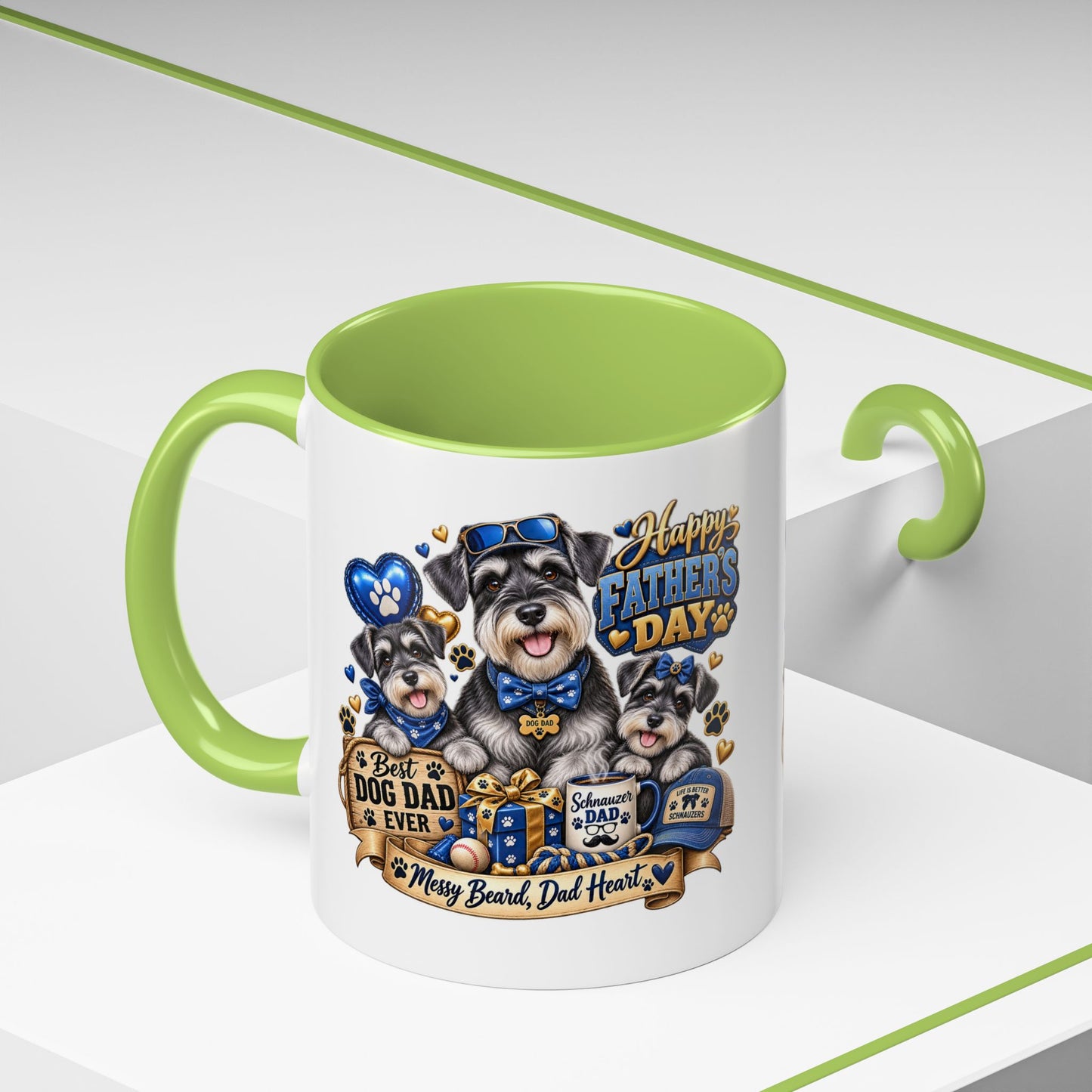 Father's Day Dog Dad Coffee Mug — "Happy Father's Day" Accent Mug (11/15oz)