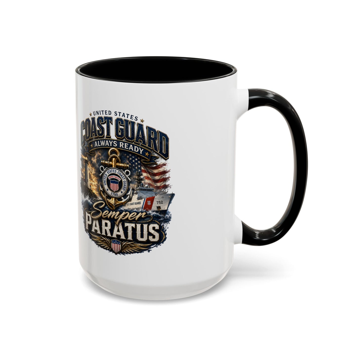 Coast Guard Semper Paratus Accent Coffee Mug – Patriotic Military Gift (11/15oz)
