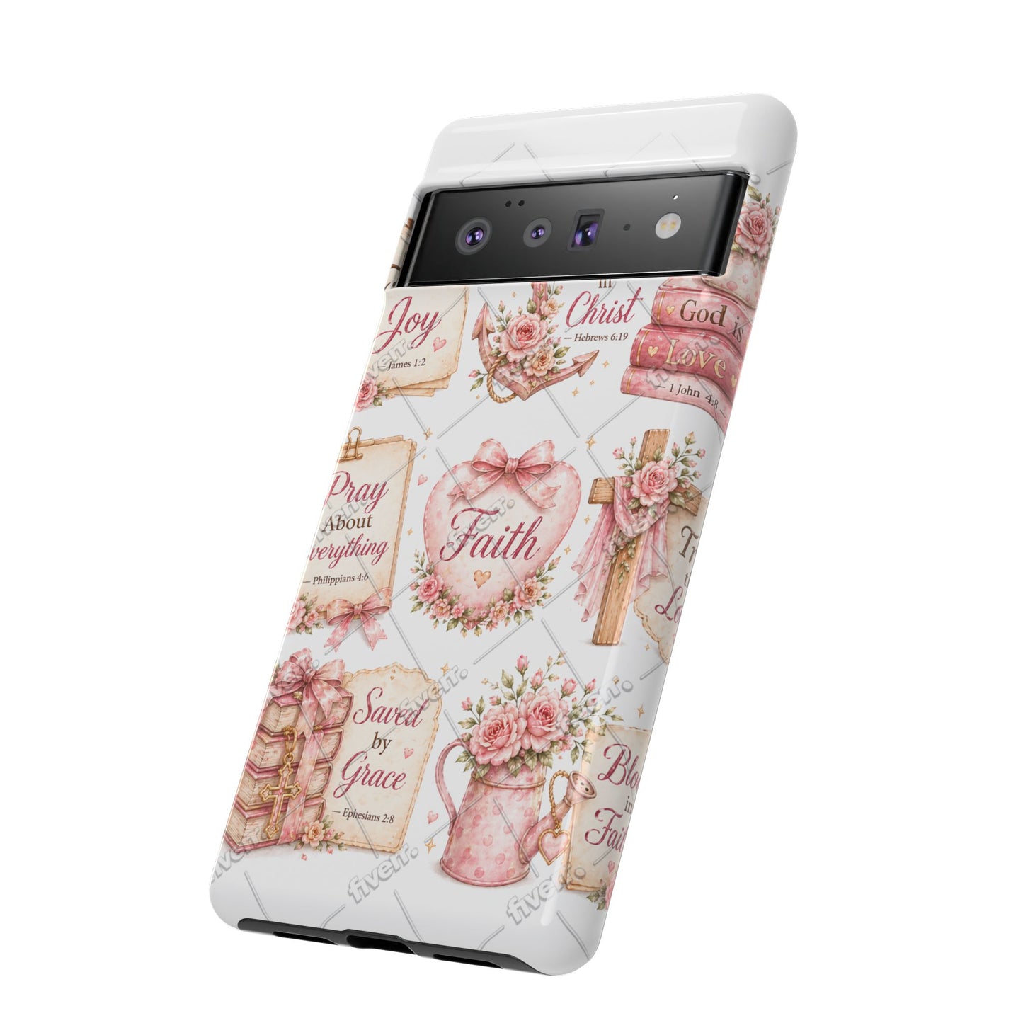 Faith Floral Phone Case – Christian Inspirational Scripture iPhone Cover (Choose Joy, Pray, Faith)