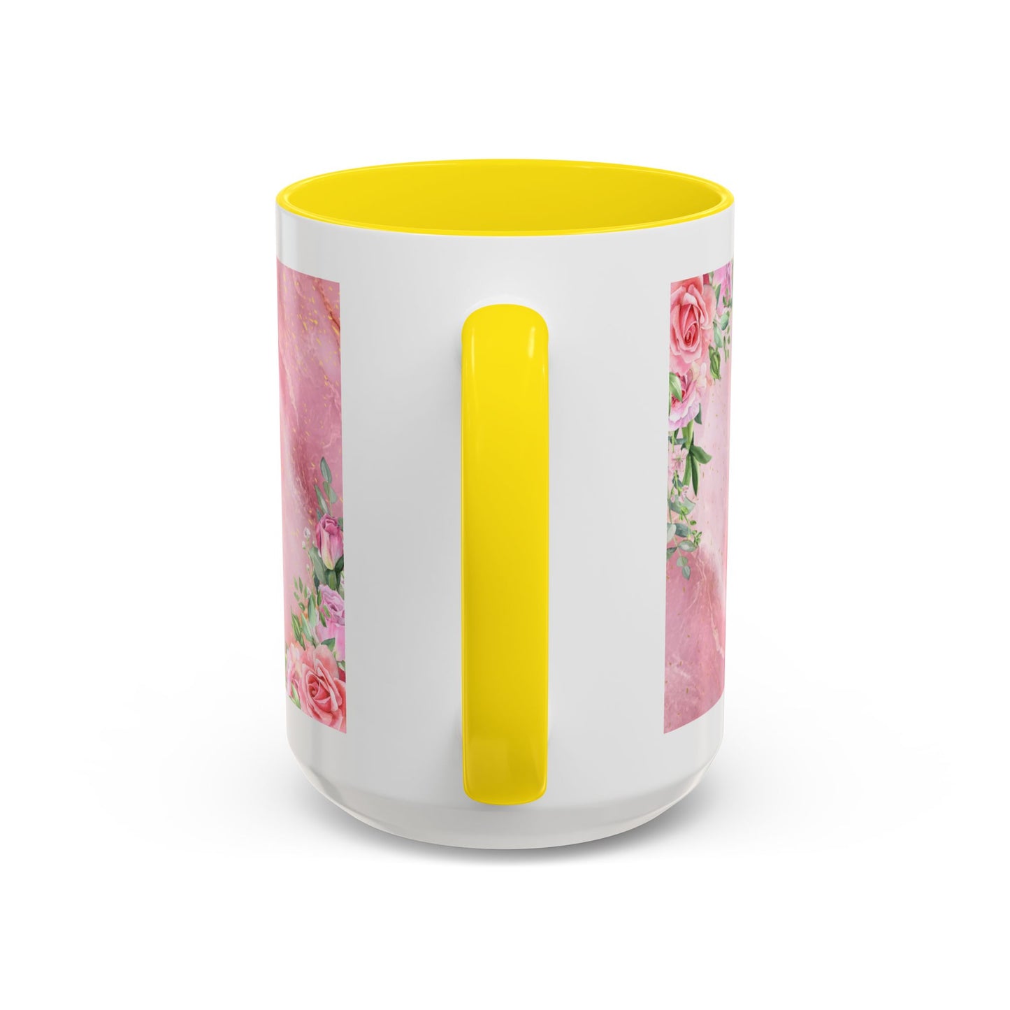 Mother’s Love Accent Coffee Mug — “A Mother's Love is the Heart of the Family” (Pink Floral, 11/15oz)