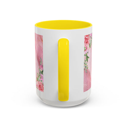 Mother’s Love Accent Coffee Mug — “A Mother's Love is the Heart of the Family” (Pink Floral, 11/15oz)