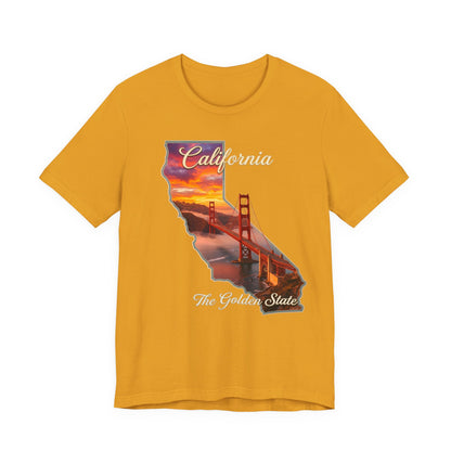 California Golden Gate Tee — "California The Golden State" Sunset Map T-Shirt
