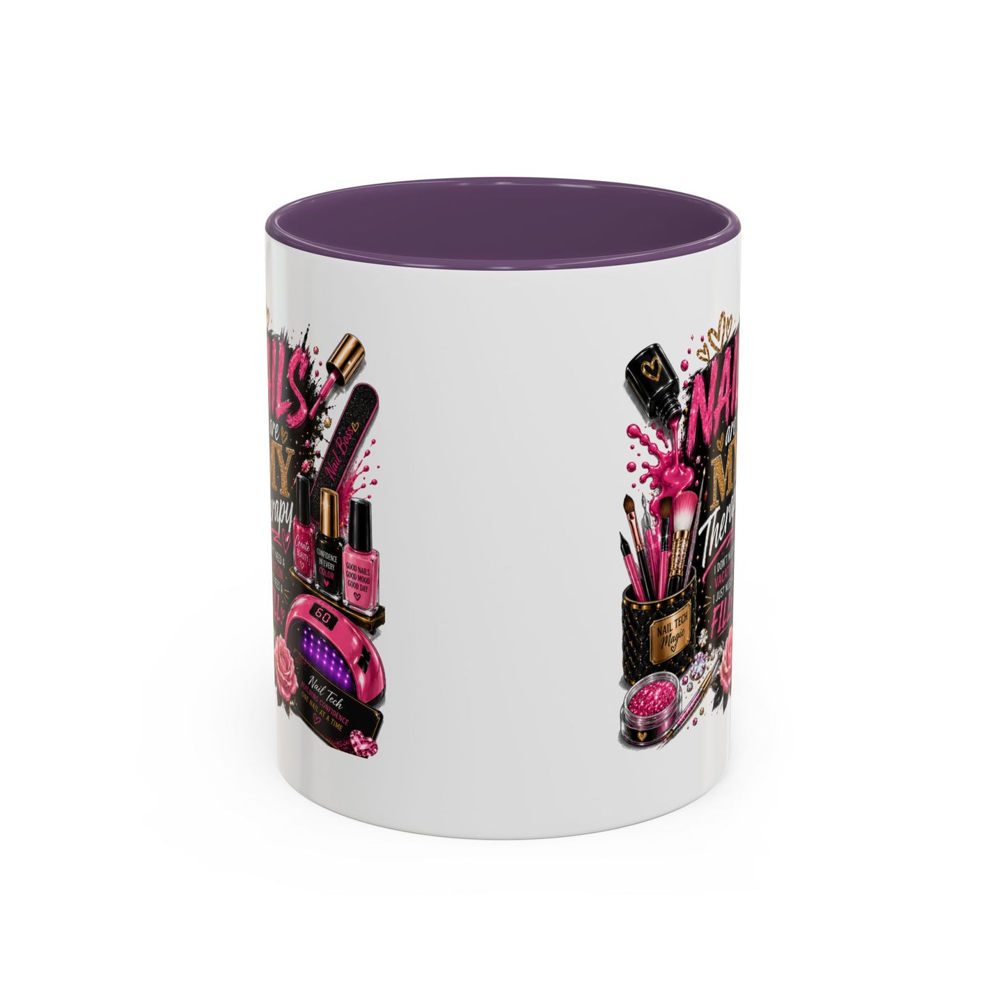 Coffee Mug — "Nails Are My Therapy" Pink Nail Tech Gift