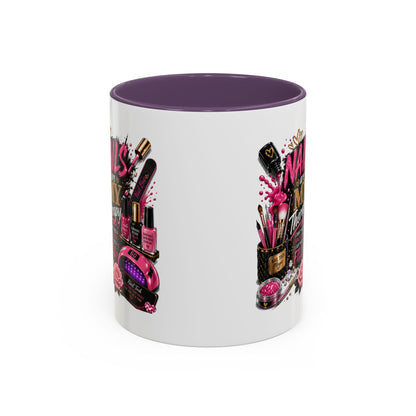 Coffee Mug — "Nails Are My Therapy" Pink Nail Tech Gift