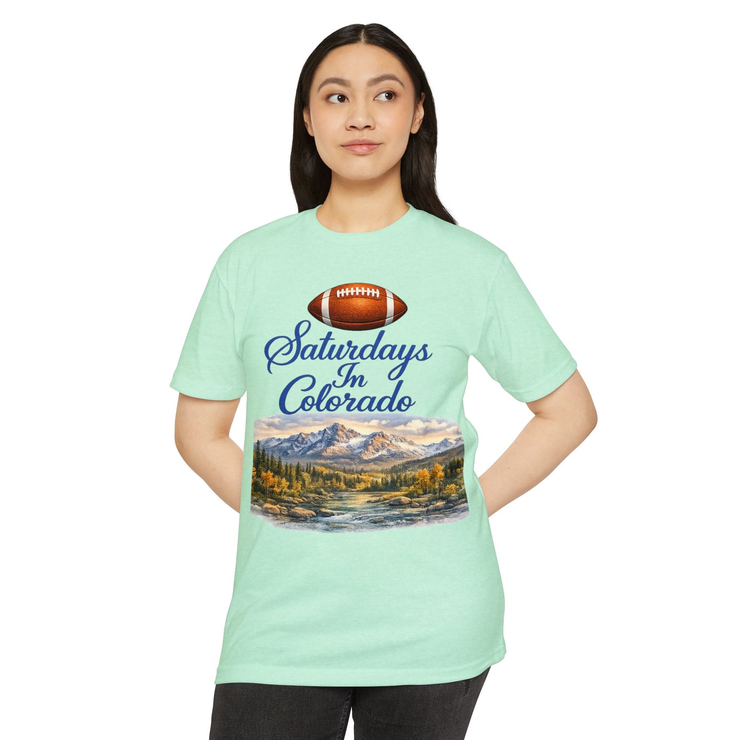 Saturdays in Colorado T-Shirt — Football & Mountain Scenic Tee