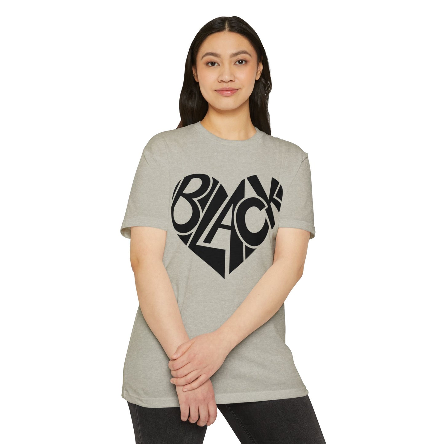 Black Heart T-Shirt – Bold Typography Heart Graphic