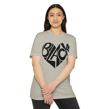Black Heart T-Shirt – Bold Typography Heart Graphic