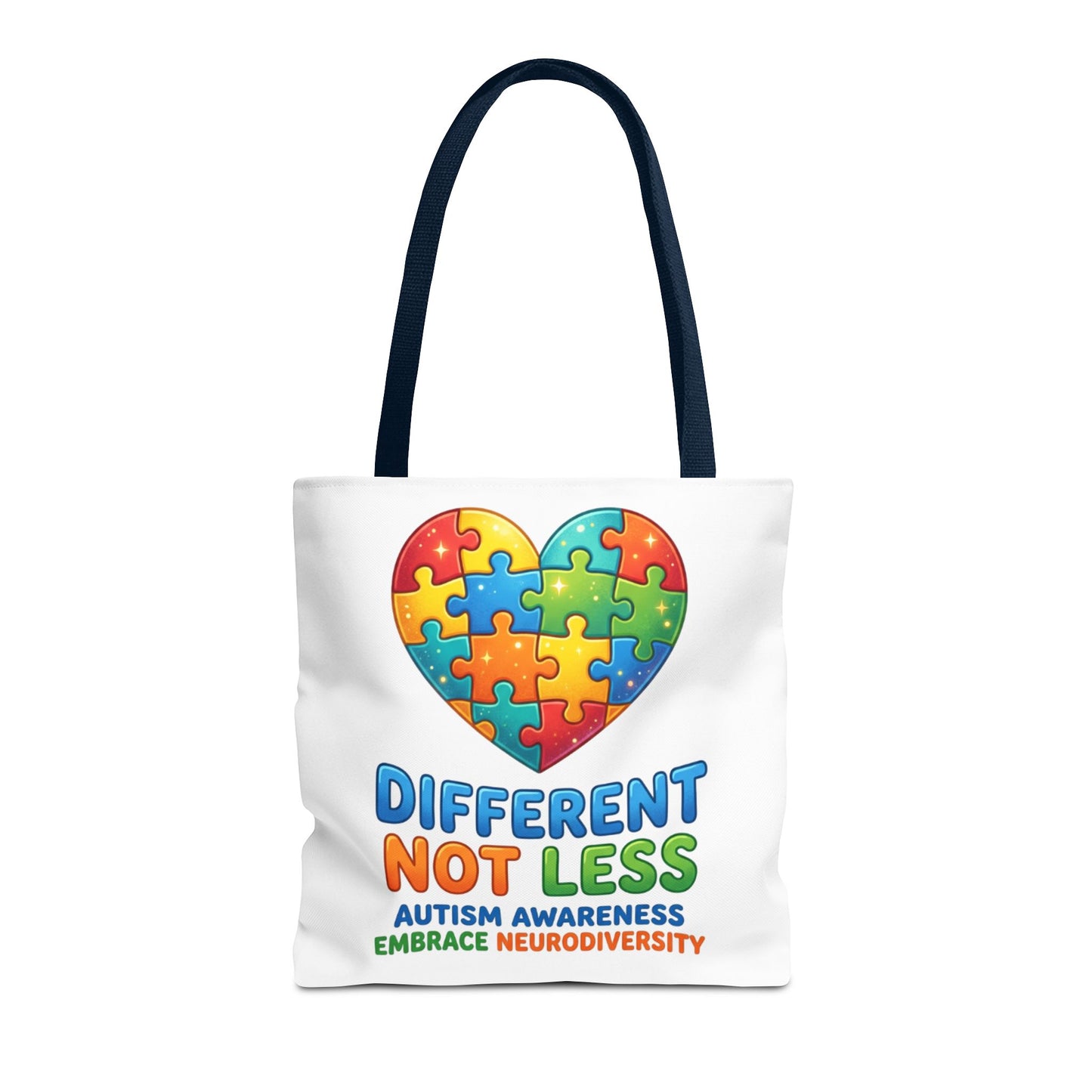 Autism Awareness Tote — "Different Not Less" Puzzle Heart