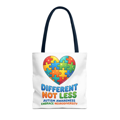 Autism Awareness Tote — "Different Not Less" Puzzle Heart