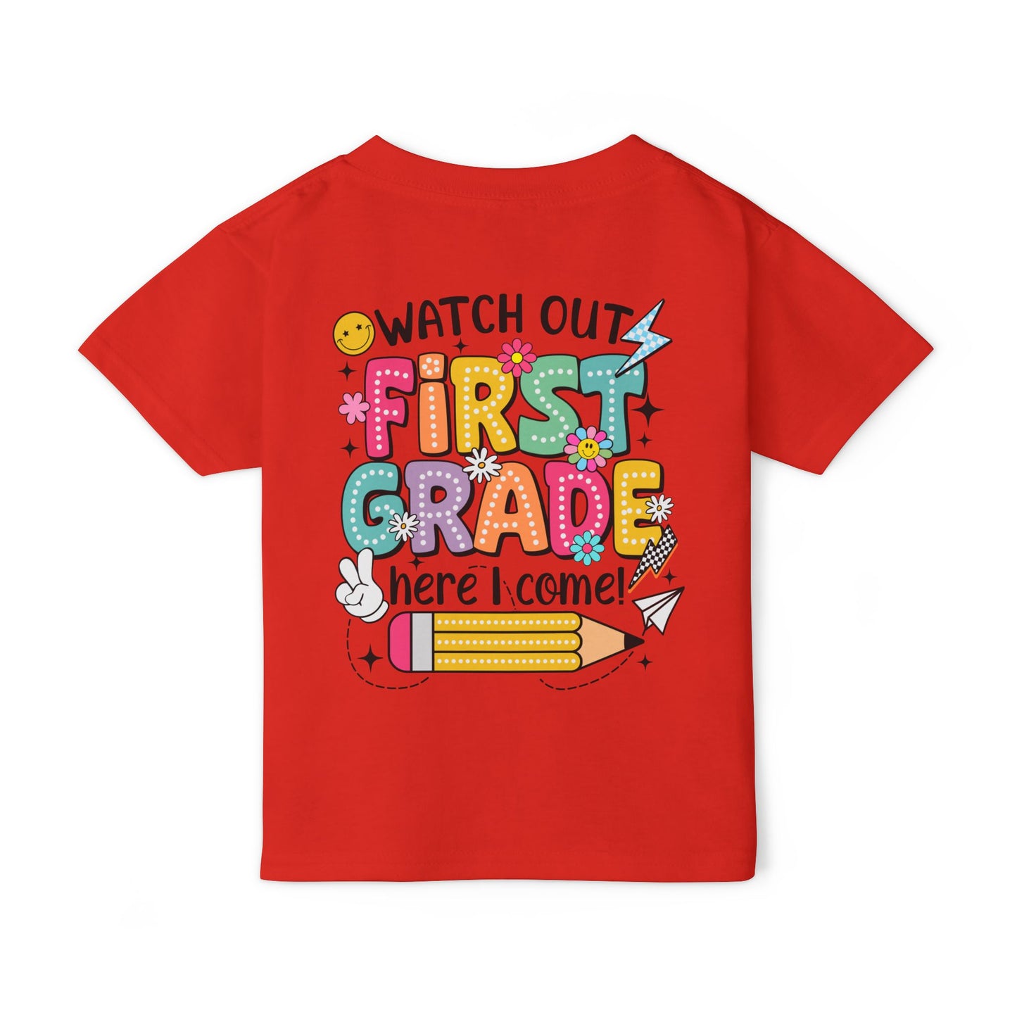 First Grade Toddler T‑Shirt – "Watch Out First Grade Here I Come!" Back‑To‑School Tee