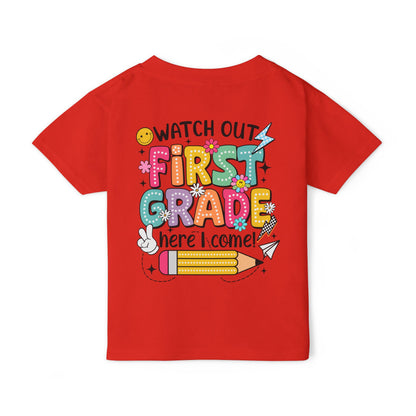 First Grade Toddler T‑Shirt – "Watch Out First Grade Here I Come!" Back‑To‑School Tee