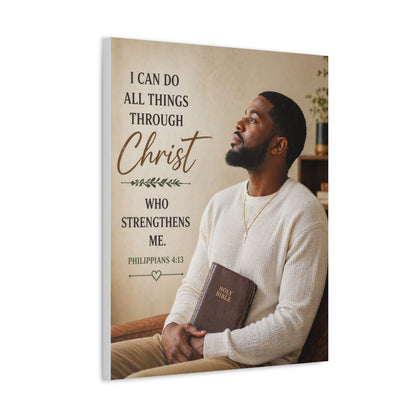 Canvas Wall Art — "I Can Do All Things Through Christ" Inspirational Bible Verse (Philippians 4:13)