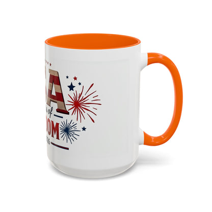 USA 250 Years of Freedom Accent Coffee Mug – 1776–2026 Patriotic Fourth of July Gift
