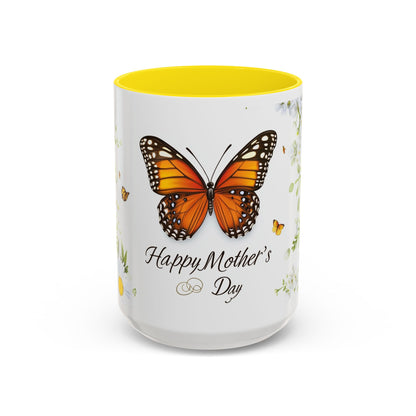 Mother's Day Butterfly Coffee Mug – 'Happy Mother's Day' Floral Accent Mug