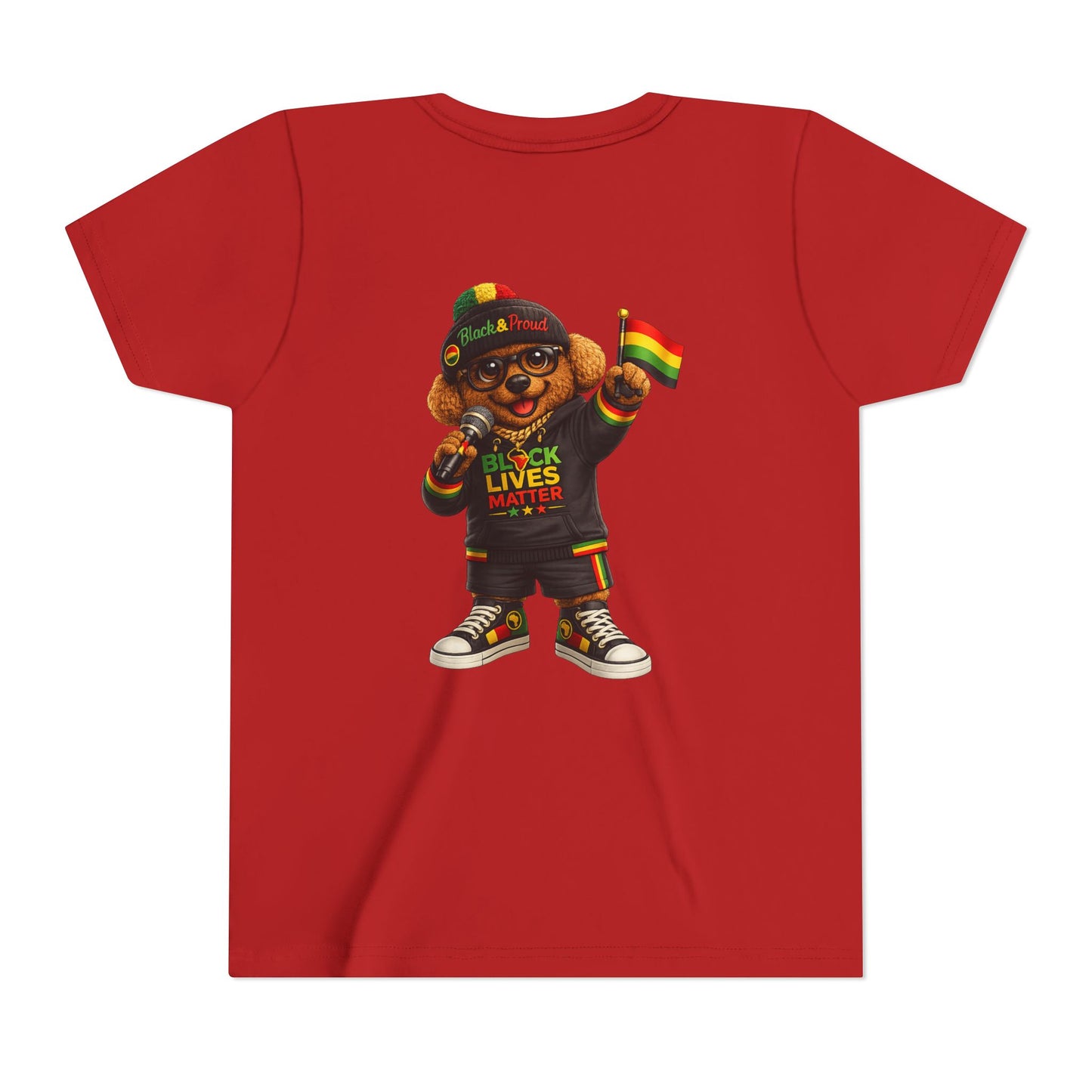 Youth Tee — Kid Bear Black Lives Matter Rasta Flag Shirt