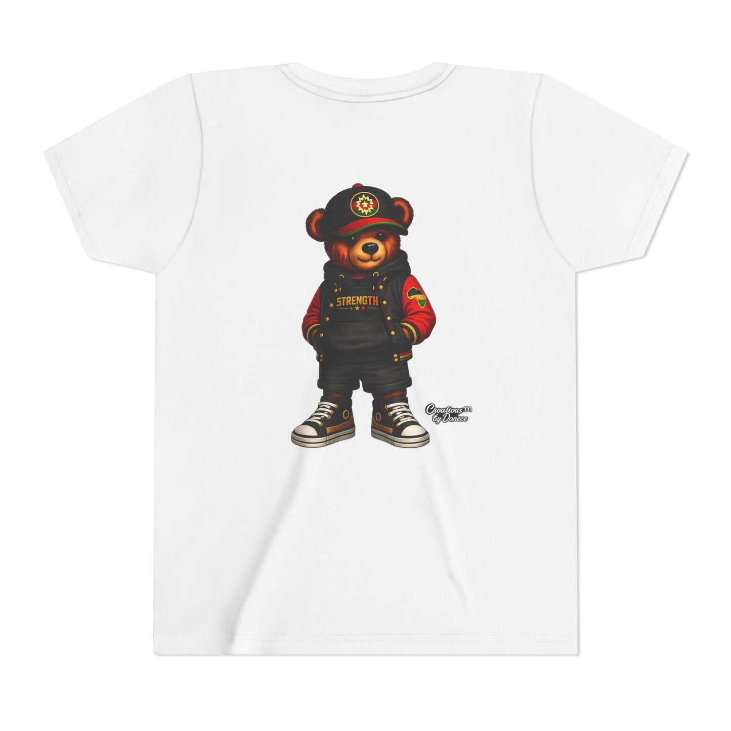 Kids Teddy Bear Streetwear Tee — 'Strength' Graphic Youth T-Shirt