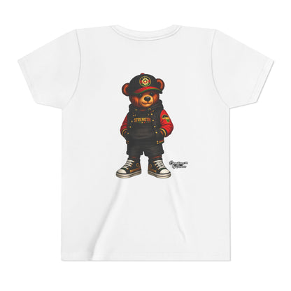 Kids Teddy Bear Streetwear Tee — 'Strength' Graphic Youth T-Shirt