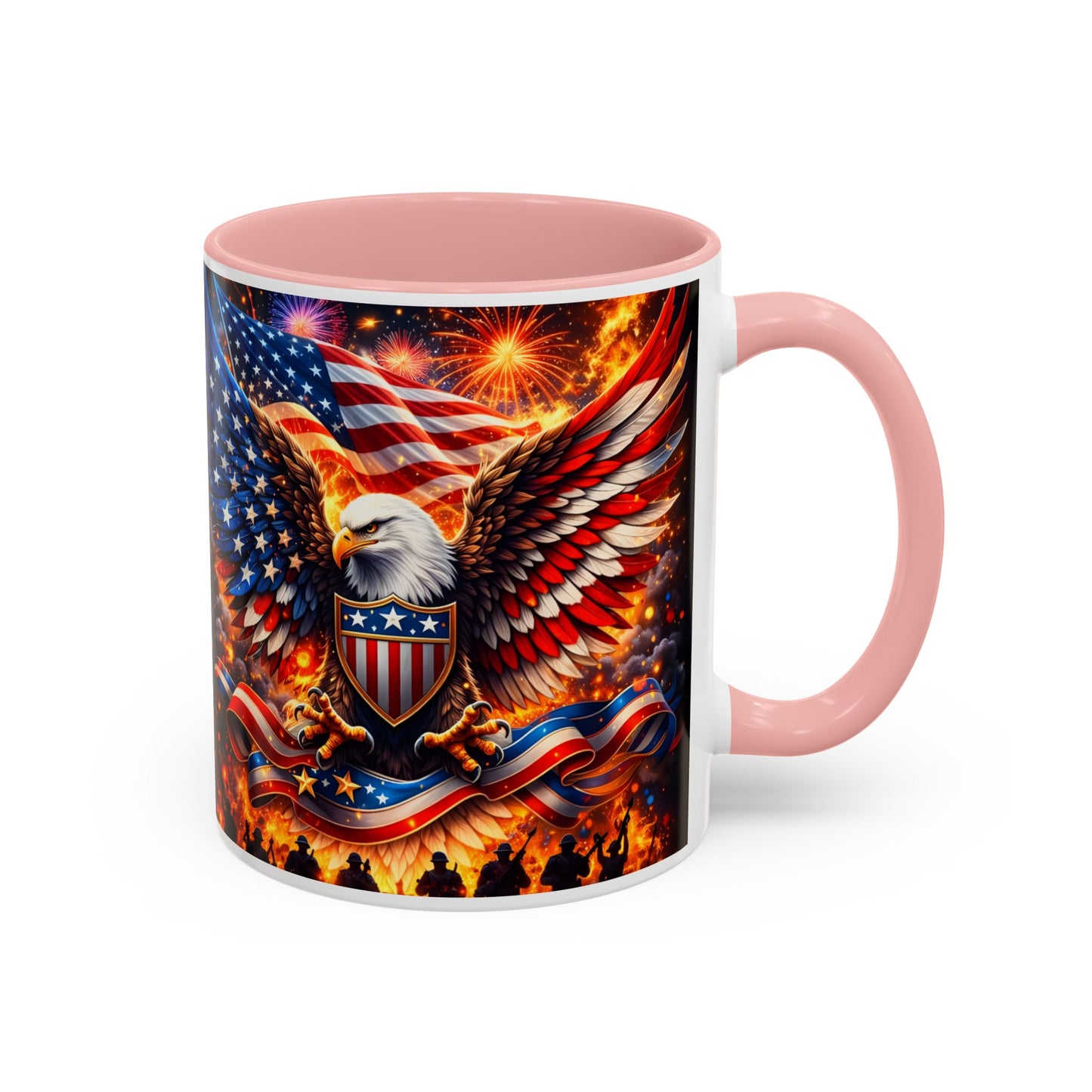 Patriotic Eagle Coffee Mug — American Flag Bald Eagle Accent Mug (11/15oz)