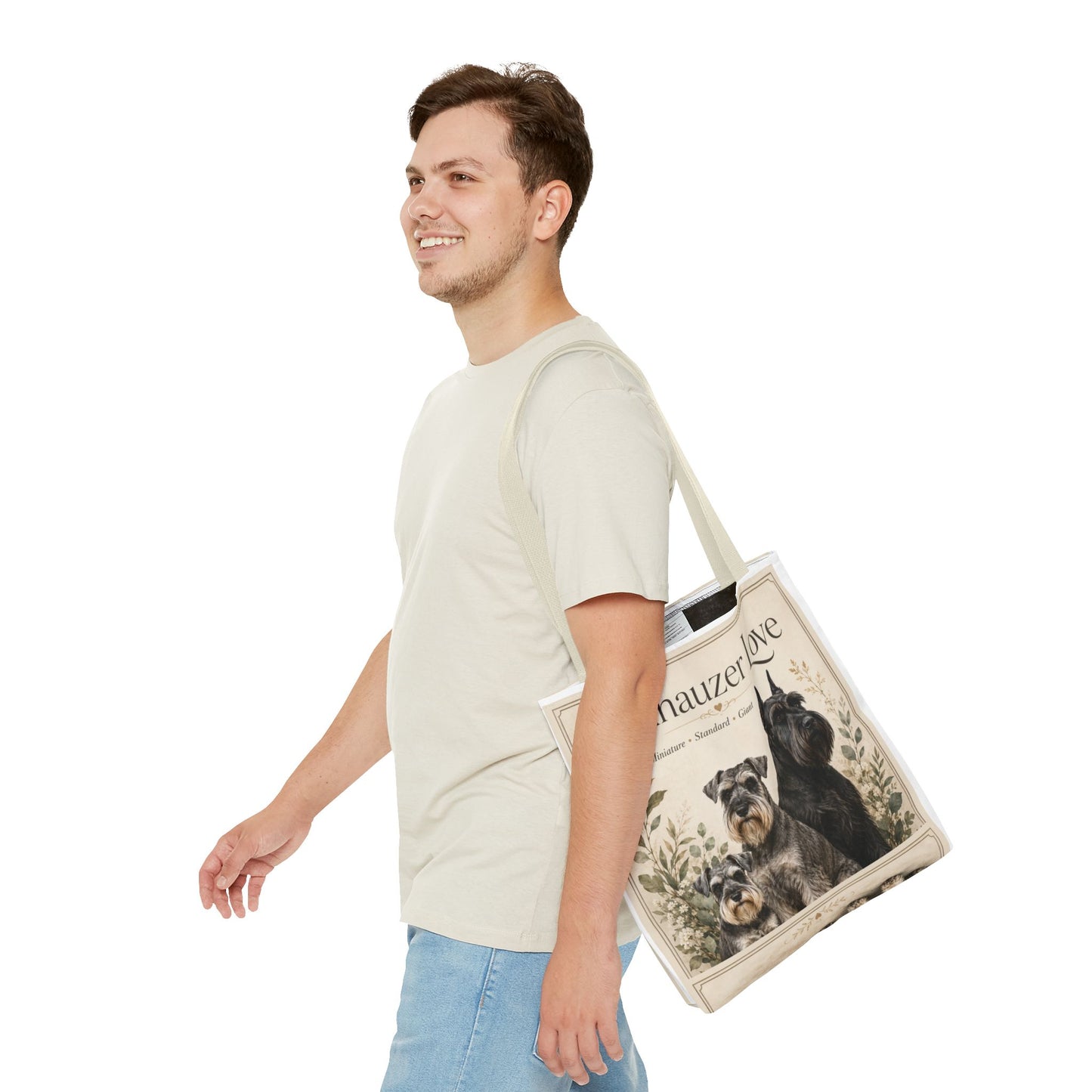 Schnauzer Love Tote Bag — Illustrated Dog Portraits, Miniature Standard Giant