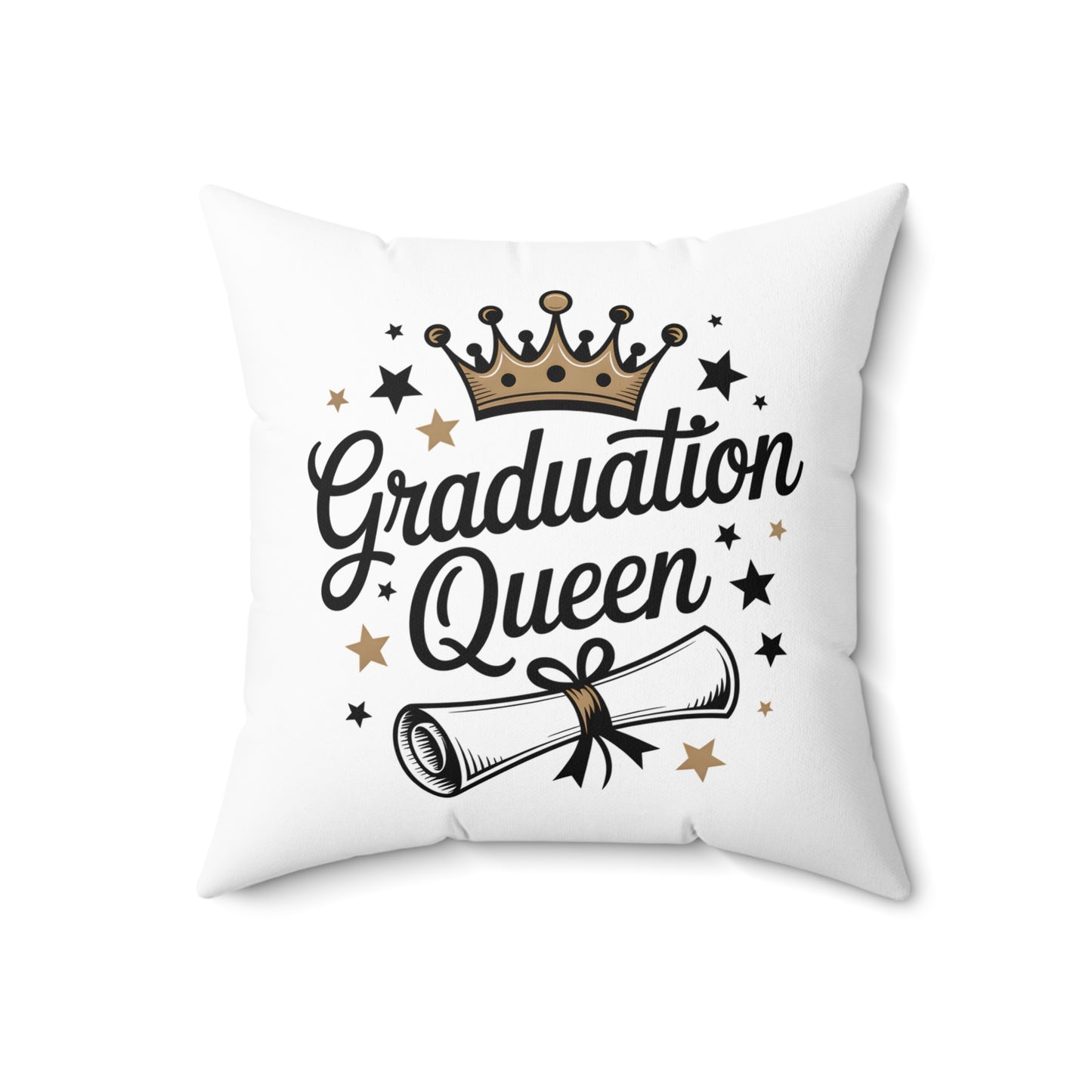 Graduation Queen Throw Pillow — Crown & Diploma Decorative Cushion for Grad Gifts