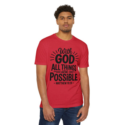 With God All Things Are Possible T-Shirt — Matthew 19:26 Christian Faith Tee