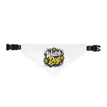 Watch Dog Clip-On Pet Bandana — Funny Paw Print Collar Accessory